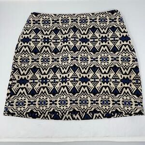 VTG 8 Divided 80s Skirt Mini Women Sz4 Native American Print Artsy Sturdy Cream